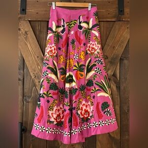 HTF Farm Rio x Anthropologie Tropical Satin Midi Slip Skirt Size S